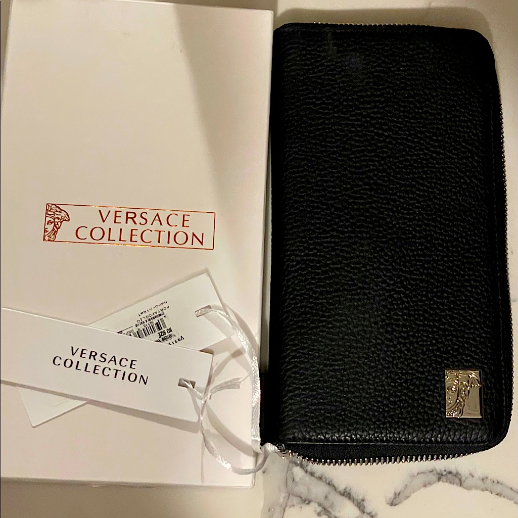 Authentic Black Versace Portafoglio Wallet.
